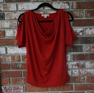 Michael Kors Red Beaded Dress Shirt w/Arm Slits